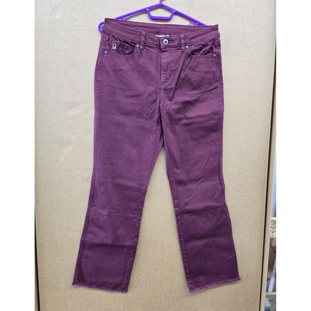 Belle by Kim Gravel Women's Petite Bootcut Dark Wash Stretch Purple Jeans 8P
